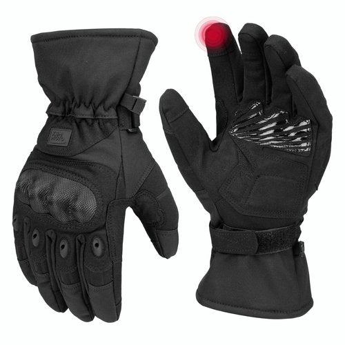 KEMIMOTO Tactical Gloves for Men, Winter Warm Motorcycle Gloves with Touchscreen Hard Shell & Palm Padding for Motorcycle Riding Tactical Airsoft Paintball Hiking Camping Climbing Black L