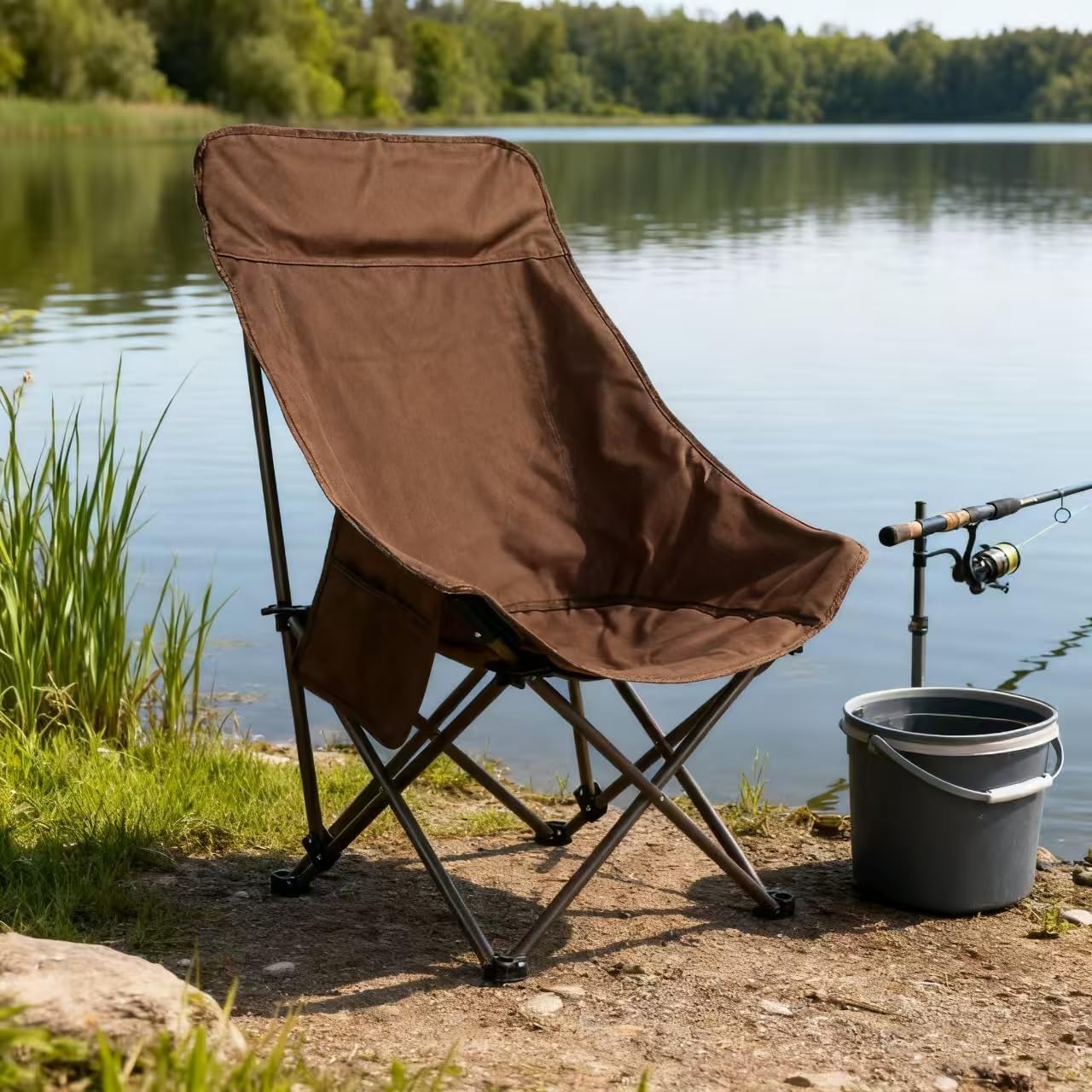 Skiennix Portable Lightweight Camping Chair - Foldable High Back Design with Carry Bag | Green