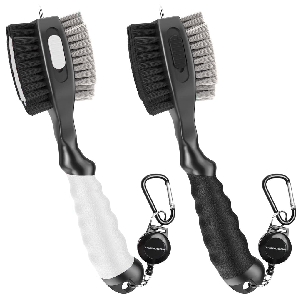 THIODOON 2 Pack Golf Club Brush and Groove Cleaner with Magnetic Keychain Golf Brush Oversized Head and Retractable Spike Golf Club Cleaner Golf Accessories for Men, Best Golf Gifts for Men