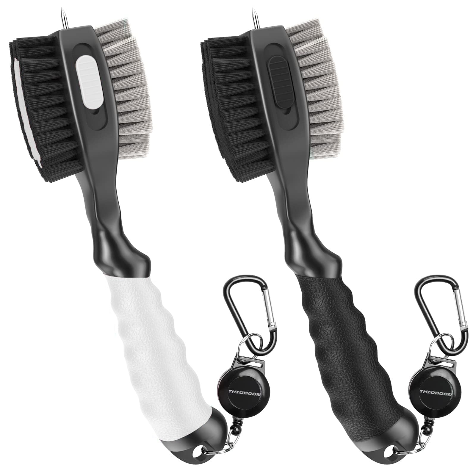 THIODOON 2 Pack Golf Club Brush and Groove Cleaner with Magnetic Keychain Golf Brush Oversized Head and Retractable Spike Golf Club Cleaner Golf Accessories for Men, Best Golf Gifts for Men