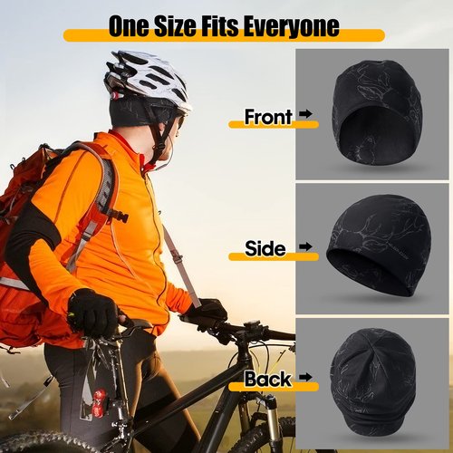 HASAGEI Beanies Skull Caps for Men, Women Warm Helmet Liner, Cycling Cap Soft Lightweight Beanie Hat Antistatic Printed Hat (Black+Deer Pattern)