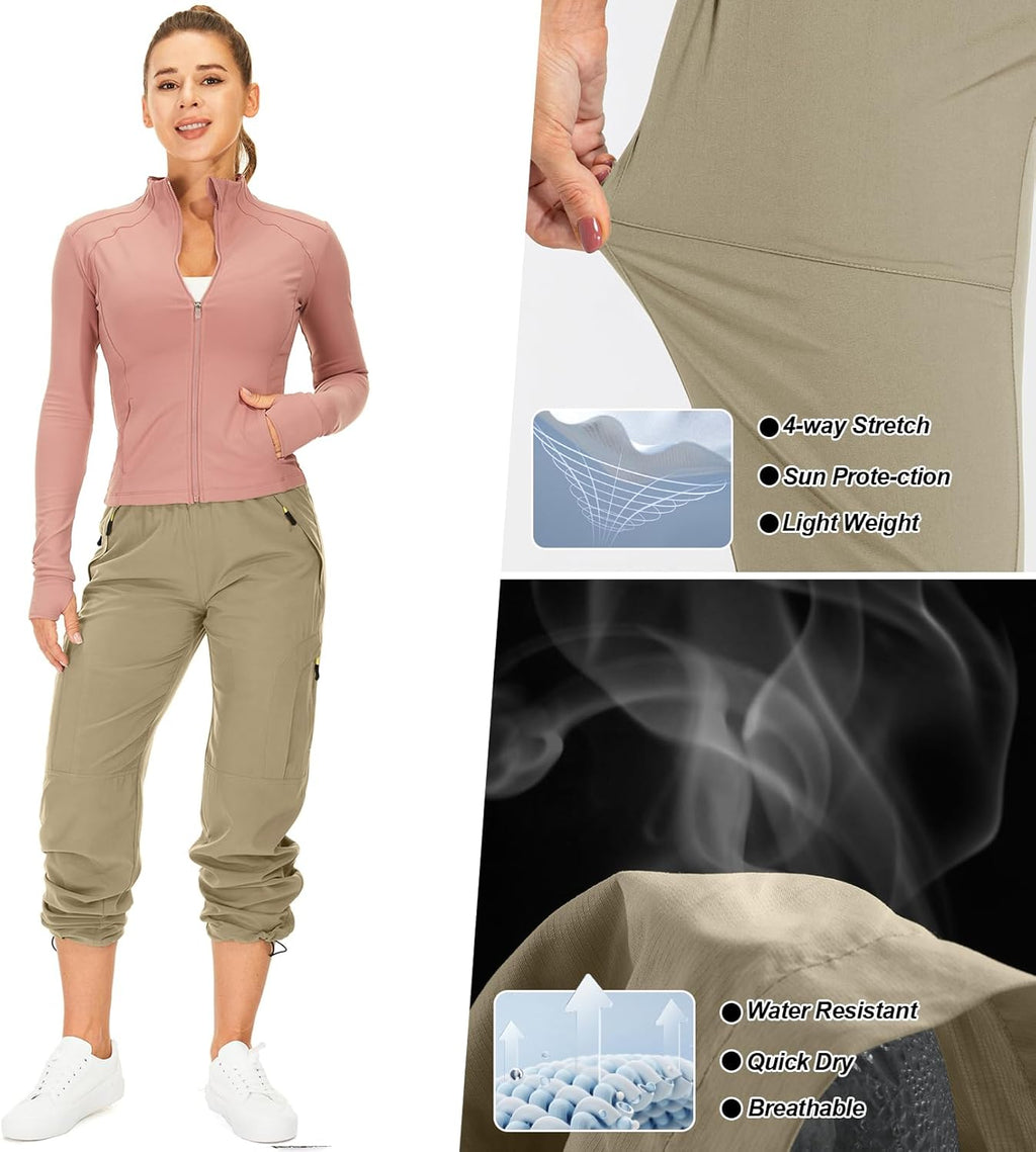 Skiennix Women's Hiking Pants - Quick Dry, UPF 50, Lightweight Cargo with Zipper Pockets