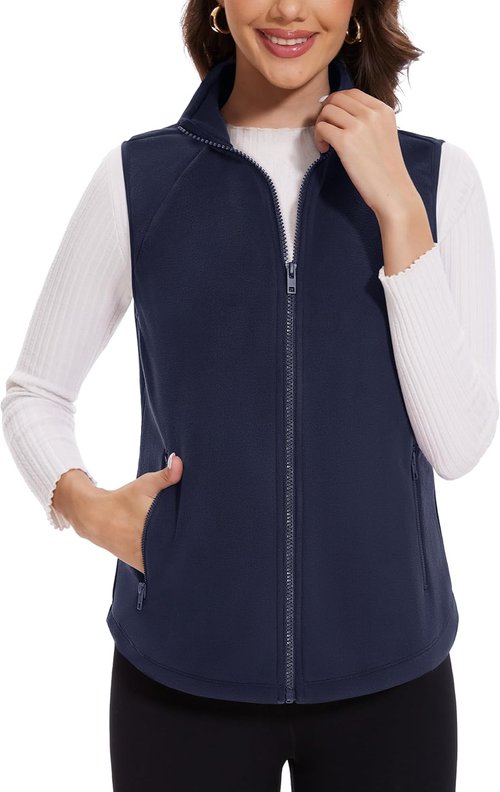MAGCOMSEN Women's Fleece Vest - Lightweight Zip-Up Sleeveless Jacket with Pockets | Soft & Warm Outerwear