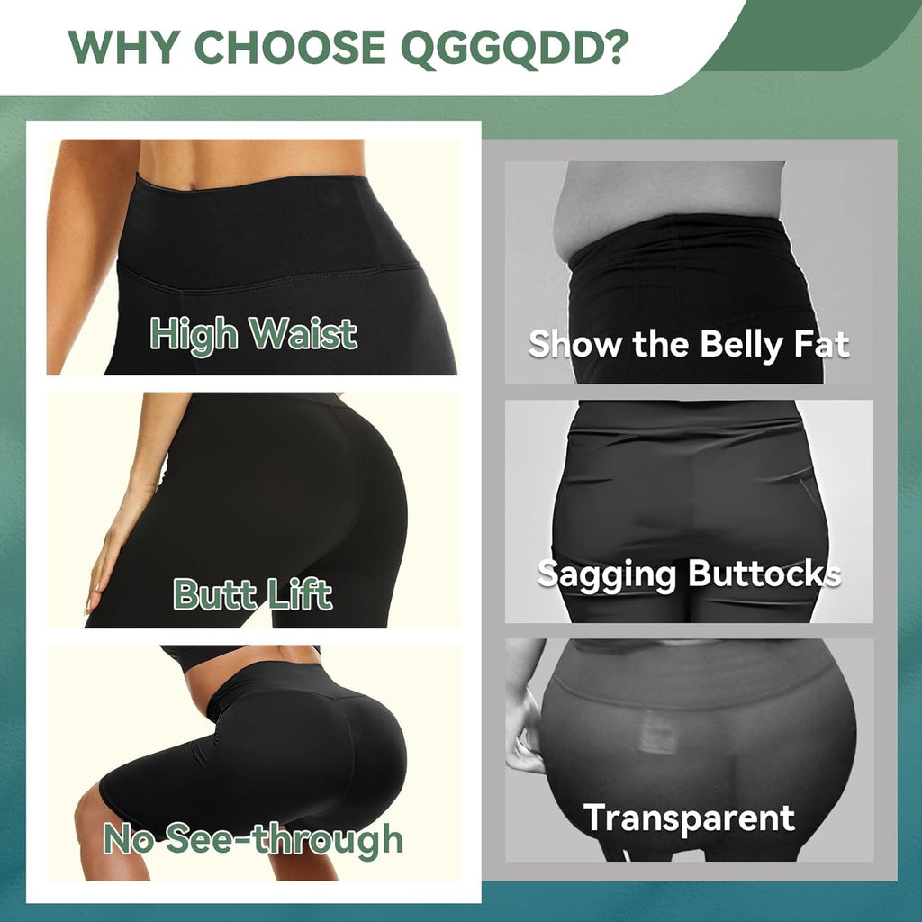 QGGQDD Biker Shorts for Women - High Waisted Tummy Control Spandex | 3"/5"/8" Sizes in White