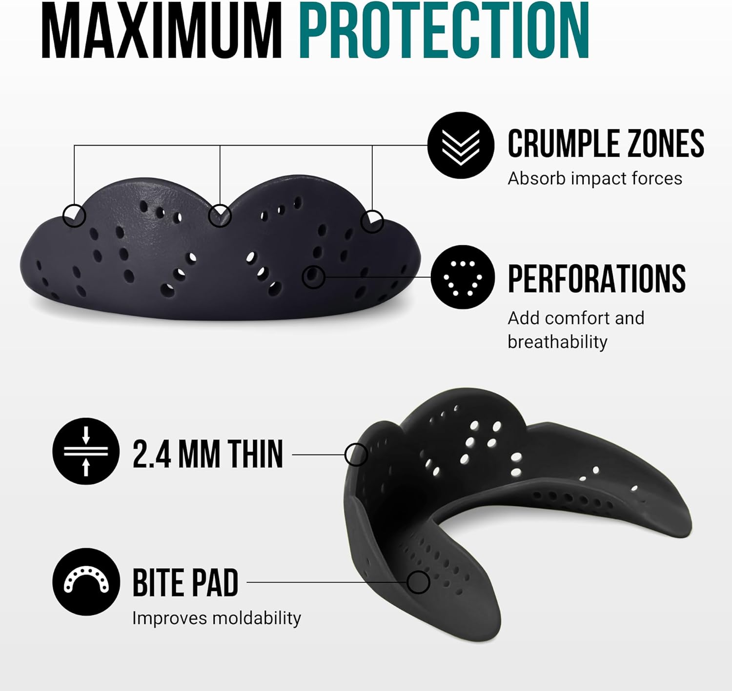 SISU Max Mouthguard - Maximum Protection for High-Impact Sports | Remoldable Up to 20 Times, Adult Fit