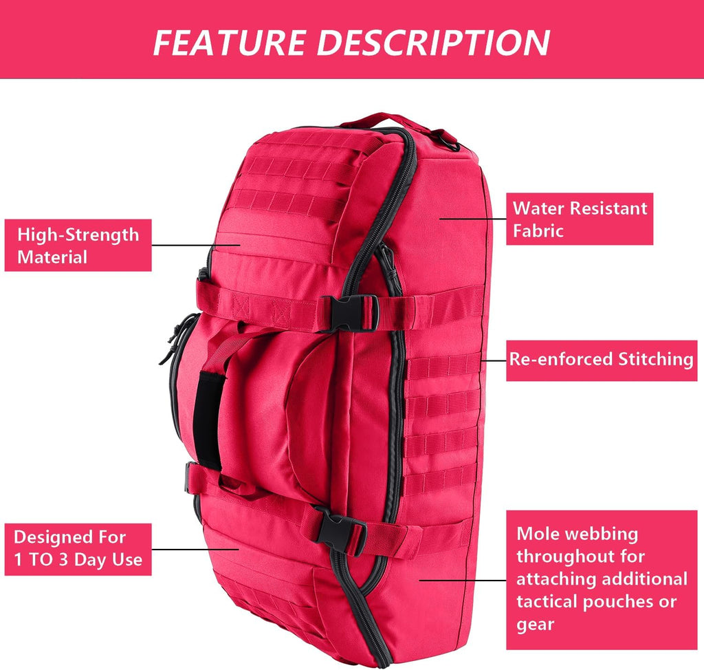 Skiennix 65L Large Duffle Bag - 3-in-1 Tactical Backpack MOLLE Pack for Sports & Outdoor Activities