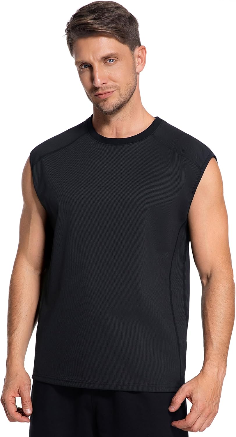 Skiennix Men's Sauna Shirt - Ribbed Compression Tank Top for Enhanced Workout Performance