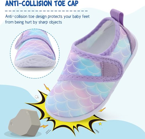 LeIsfIt Toddler Water Shoes - Breathable Quick-Dry Aqua Socks for Beach & Pool | Kids Swim Shoes