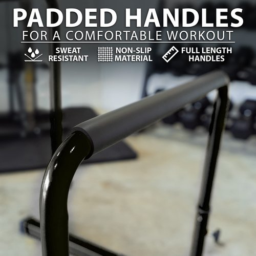 Synergee Dip Bar Black. Adjustable Dip Station from 30” – 39” for Dips, Inverted Pull Ups. Max capacity 400 lbs. Portable Dip Stand for Total Body Workout.