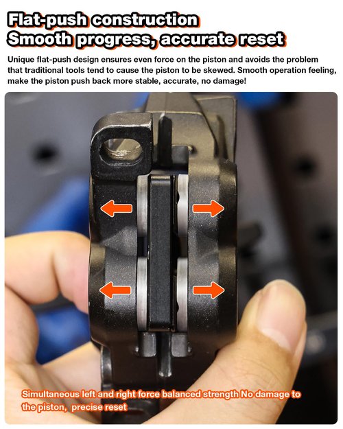 LEBYCLE Bike Piston Reset Tool for 4-Piston Brake Calipers – Parallel Push Design for Even Force & Ceramic Piston Safety, 7075 Aluminum Bicycle Brake Caliper Tool for Shimano & MTB Repairs