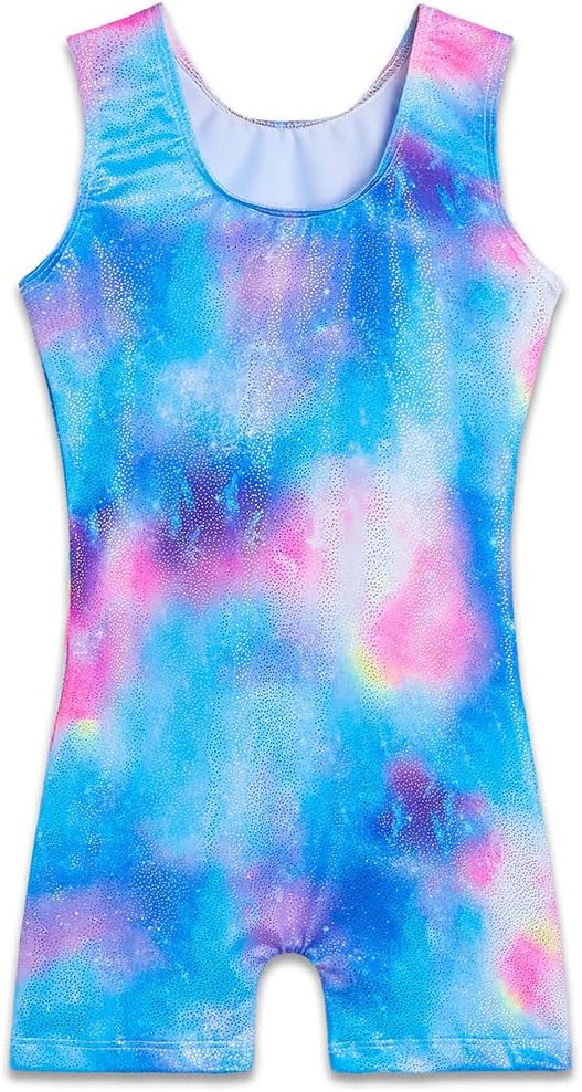 TENVDA Gymnastics Leotards for Girls 2-12 Years Old Sparkly Multicolor Kids Tumbling Biketards Unitard