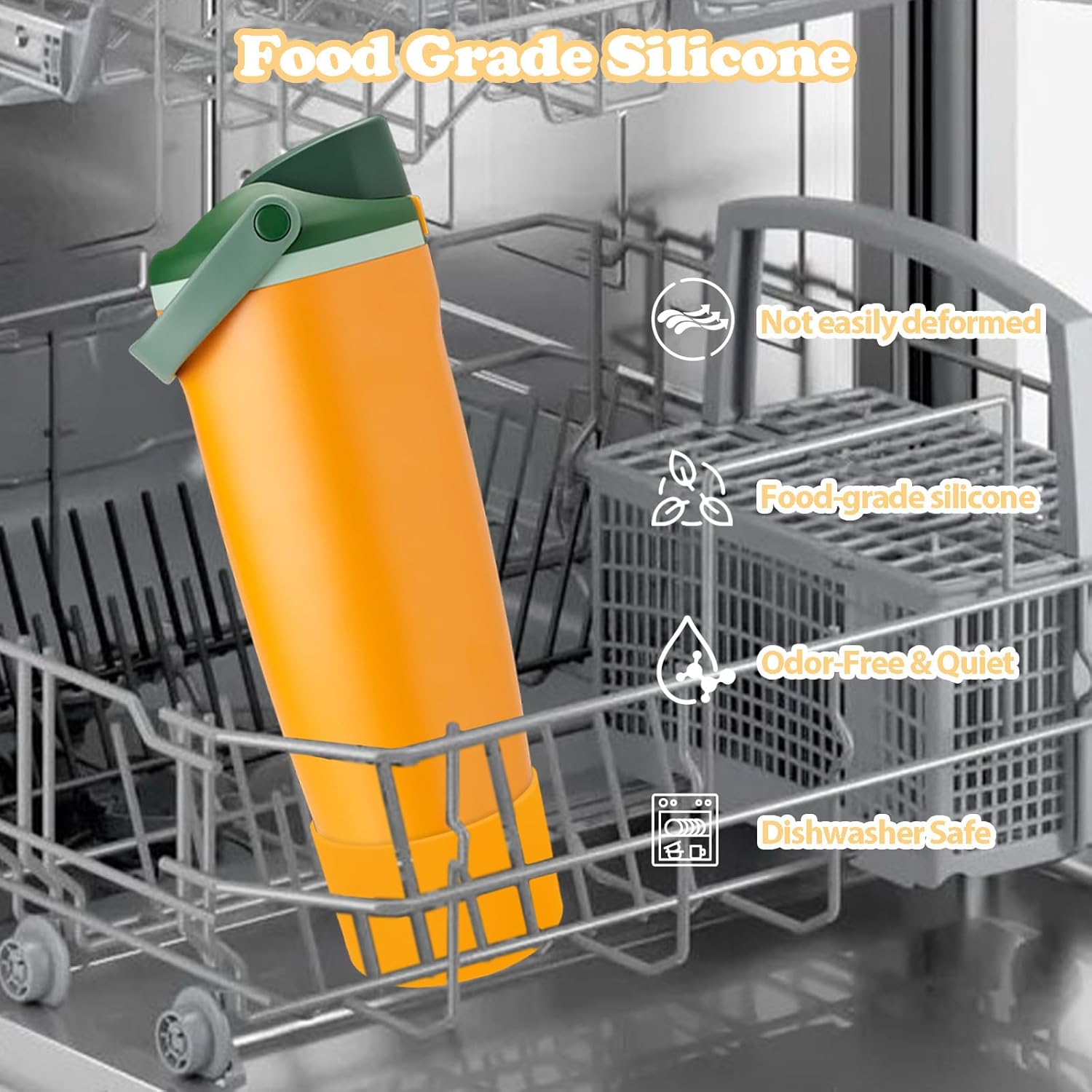 Owala Silicone Boot - Non-Slip, Scratch-Resistant Stability Enhancer for 30oz & 40oz Bottles | 12 Colors Available (Orange Grove)