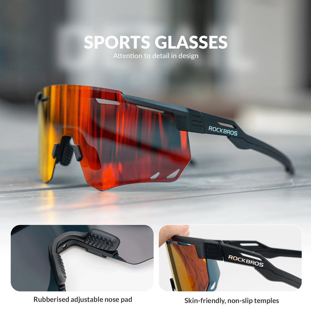 ROCKBROS Polarized Cycling Glasses, Sports Sunglasses for Men Woman, UV Protection Biking Sunglasses for Running Fishing Driving