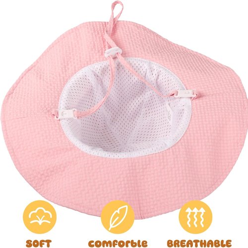 HONGTEYA Baby Sun Hat - Adjustable Toddler Beach Hat with Wide Brim for Sun Protection | Summer Outdoor Use