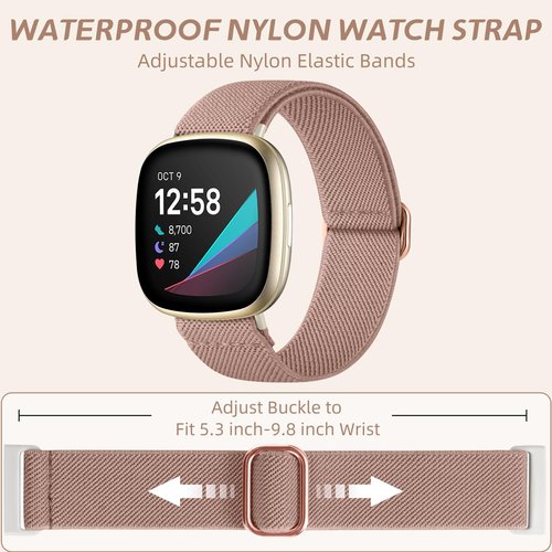 Odbeai Compatible with Fitbit Versa 4 Bands for Woman/Versa 3 Band, Compatible with Fitbit Sense 2 Bands/Sense Band, Water-Resistant Adjustable Stretchy Nylon Sport Strap for Smart Watches, 15 Packs