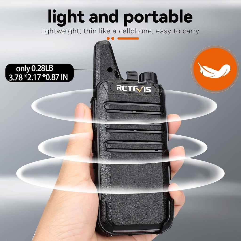 Retevis RT22 Two Way Radio - Long Range Rechargeable Walkie Talkies | USB-C Charging, Handsfree, 4 Pack