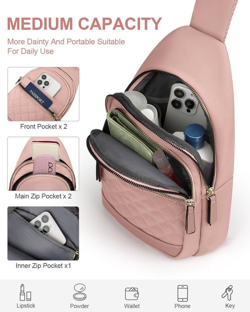 Capolo Sling Bag - Waterproof Crossbody Fanny Pack for Travel & Hiking | Trendy Pink Medium Size