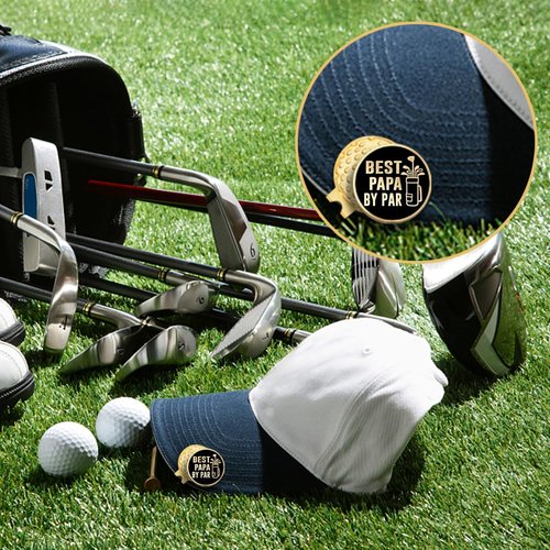 GEYGIE Best Papa by Par Black Gold Golf Ball Marker with Magnetic Hat Clip, Golf Accessories for Men, Golf Gift for Grandpa from Granddaughter Grandson, Birthday Retirement Gift for Grandpa?B?