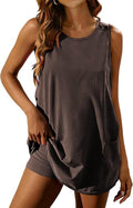 Lentta Women's Athletic Mini Dress - Sleeveless U-Back Tennis Romper with Built-In Shorts & Pockets