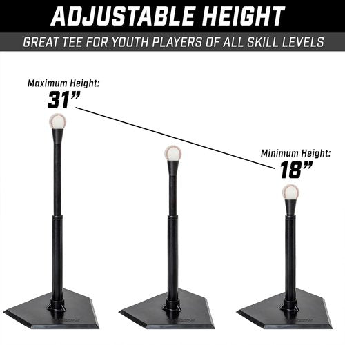 GoSports Batting Tees - Adjustable Rubber Hitting Tee for Baseball & Softball | Jr. or Standard Size