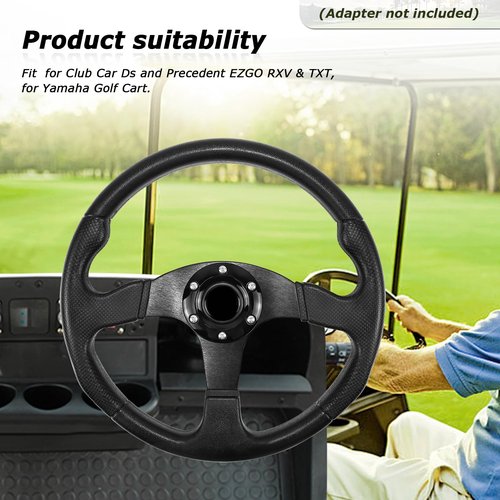 VOONKE Universal Golf Steering Wheel Ergonomic Fit for Club Car DS for Club Car DS Precedent for EZGO for Yamaha Golf-Frame Black