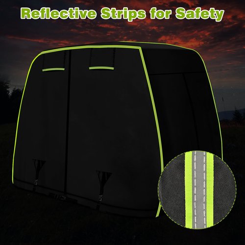 2/4 Passenger Golf Cart Cover Fits EZGO, Club Car, Yamaha Golf Carts with Reflective Strips, All Weather Protection/Waterproof/Snowproof/Windproof/Sunproof/Full Gold Cart Covers