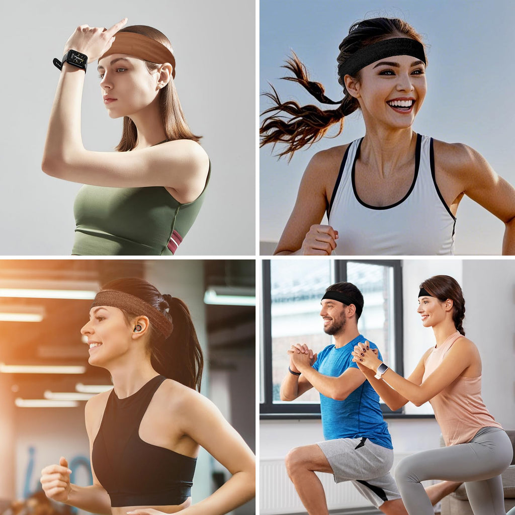Workout Headbands for Women Men,5PCS Non Slip Sport Headbands Moisture Wicking,Stretchy Athletic Headband Breathalbe Sports Hairbands for Fitness Exercise Gym Training