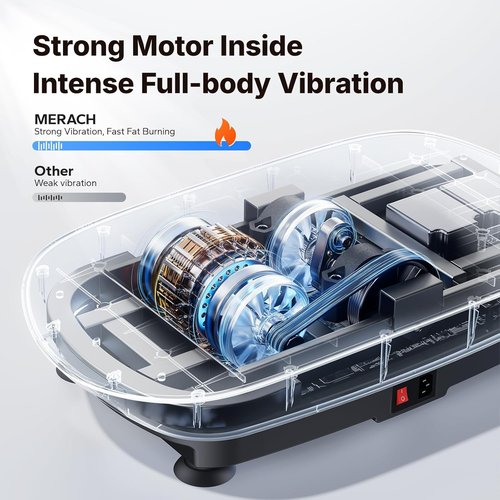 MERACH Vibration Plate - Curved Exercise Machine for Lymphatic Drainage & Weight Loss | Real-Time Calorie Tracking