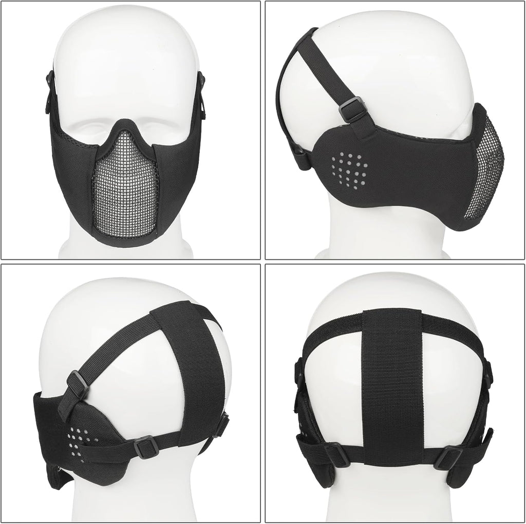 VPZENAR Tactical Airsoft Helmet - Full Face Protection with Anti-Fog Goggles & Mesh Mask | Black