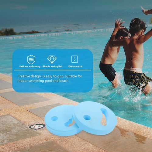 POPETPOP Water Exercise Discs: EVA Foam Swim Weights - Hand Held Swim Disc for Pool, 1 Pair, 18.00X18.00X2.80CM, Sky-blue