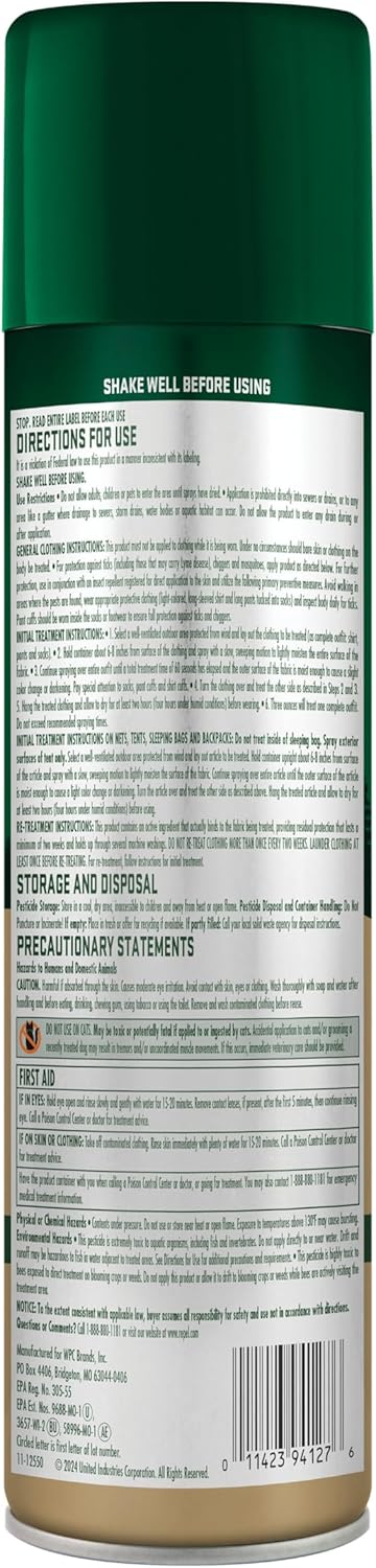 Repel Permethrin Insect Repellent Spray - 6.5 Ounces for Clothing, Gear, Tents & Sleeping Bags