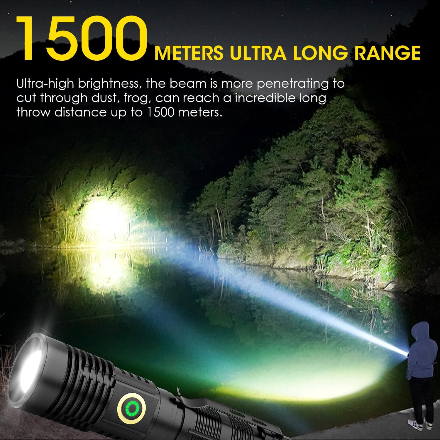 Skiennix Rechargeable Flashlight - High Lumens Super Bright LED | Long-Range Zoomable, Waterproof, 2-Pack