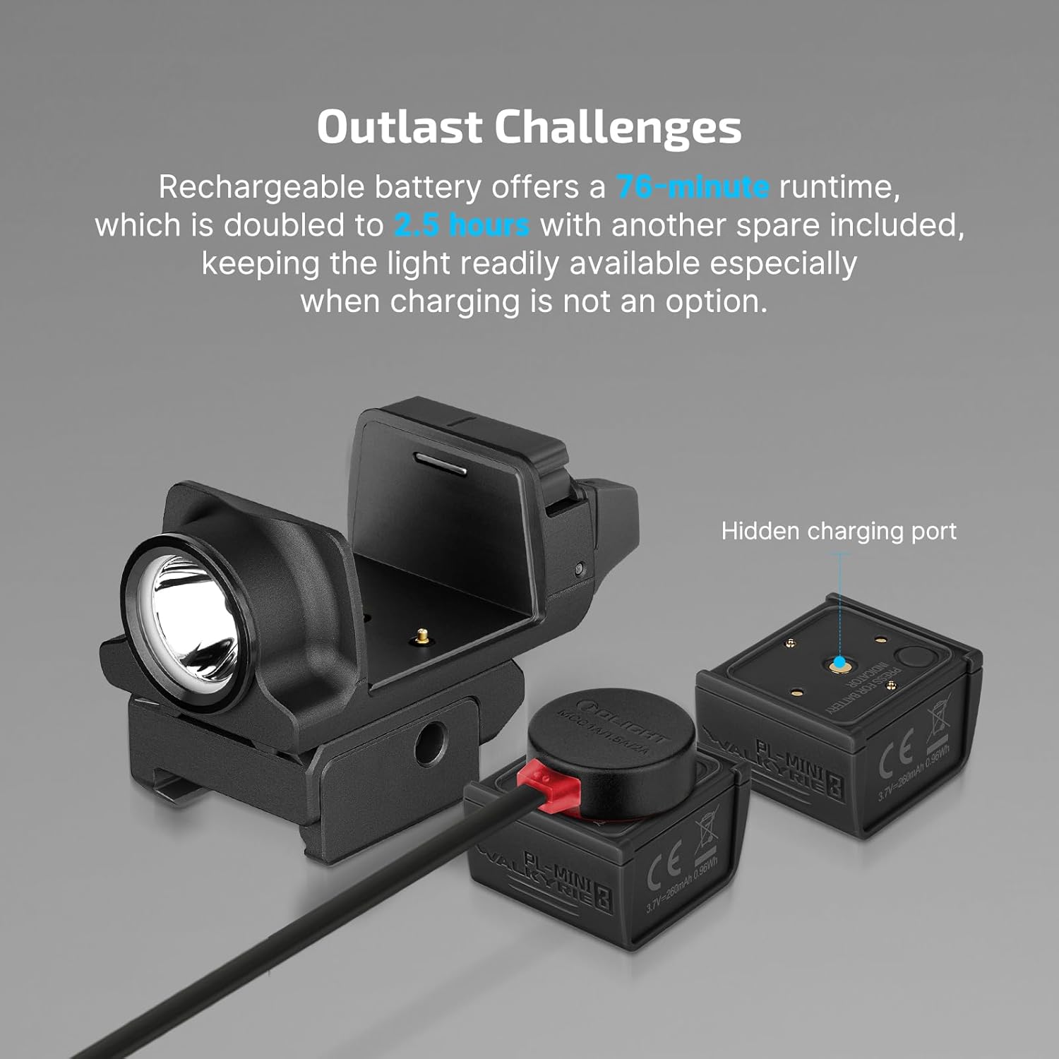 OLIGHT PL-Mini 3 Valkyrie Tactical Pistol Light - 600 Lumens, Compact Design, Rechargeable Batteries | Black