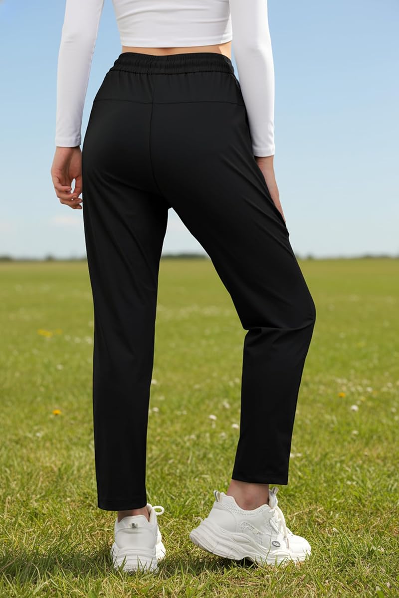 IWOLLENCE Women's Active Stretch Pants Quick Dry - Black, Large