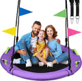 Skiennix 48-Inch Tree Swing - Large Saucer Flying Swing for Family Fun | 900lbs Capacity, Adjustable Straps, Purple