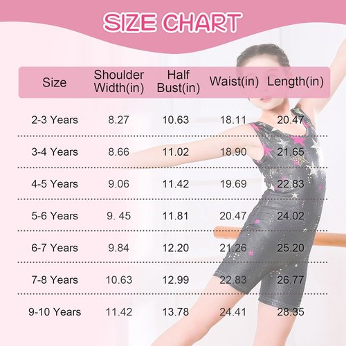 Idgreatim Gymnastics Leotards for Girls - Sparkly Biketards & Unitards | Ages 2-10 Athletic Outfit