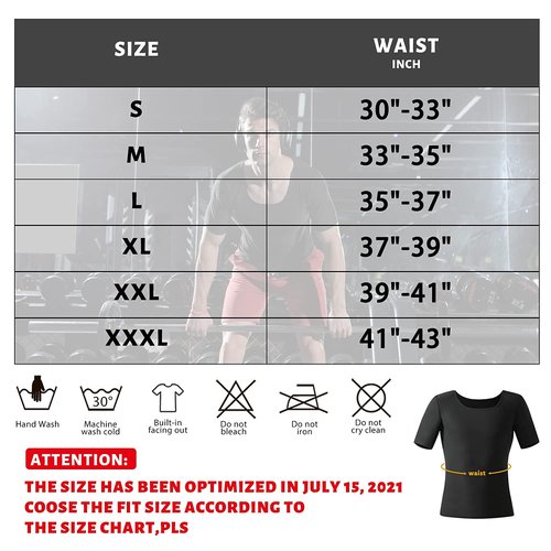 QZSH Men Sauna Shirt Sweat Suit Slimming Vest Workout Tank Top Waist Trainer Shaper(BH6004-01-S)