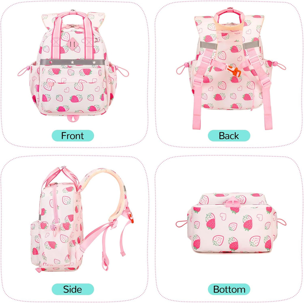 Skiennix Toddler Backpack - Cute Strawberry Design for Girls 2-4 | Mini Diaper Bag for Daycare & Travel