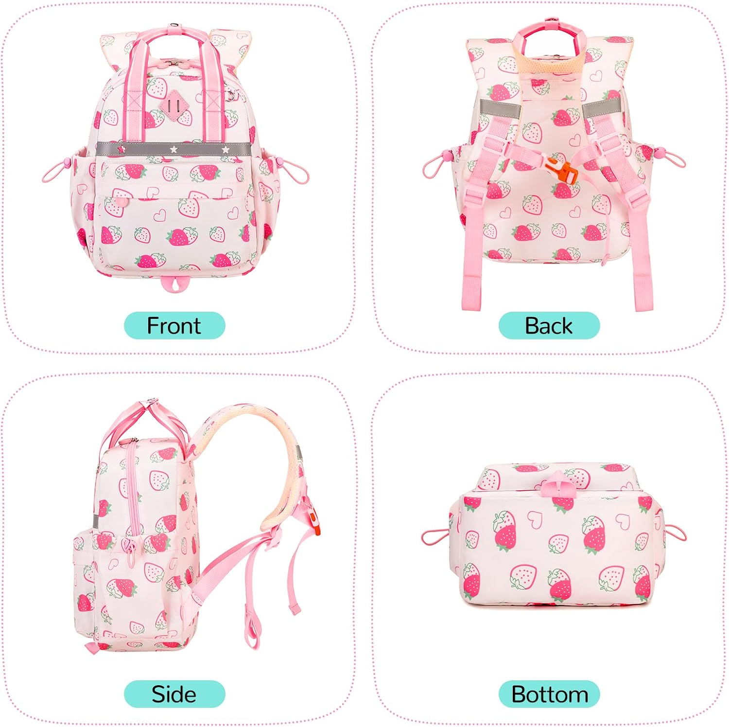 Skiennix Toddler Backpack - Cute Strawberry Design for Girls 2-4 | Mini Diaper Bag for Daycare & Travel