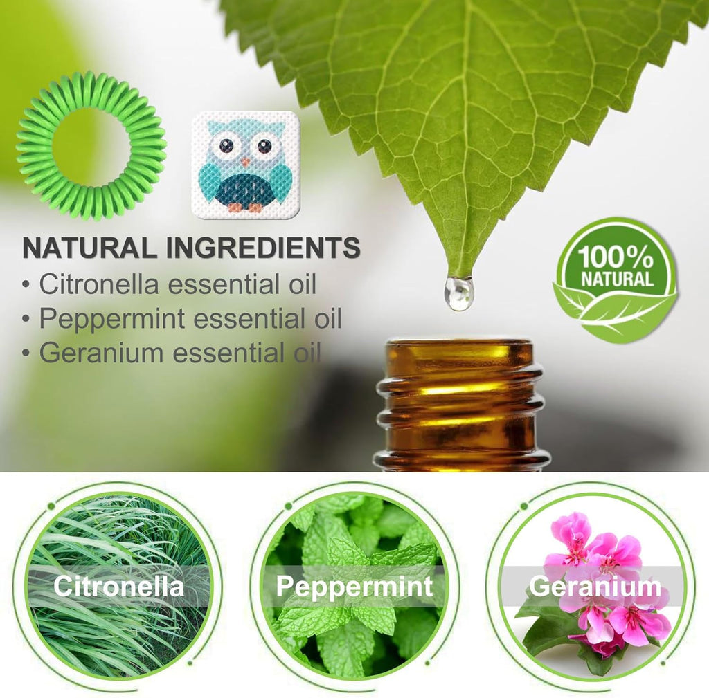 Skiennix Mosquito Repellent Stickers - 240 Pcs Natural Patches & 5 Individually Wrapped Bracelets for Kids & Adults | Perfect for Outdoor Activities