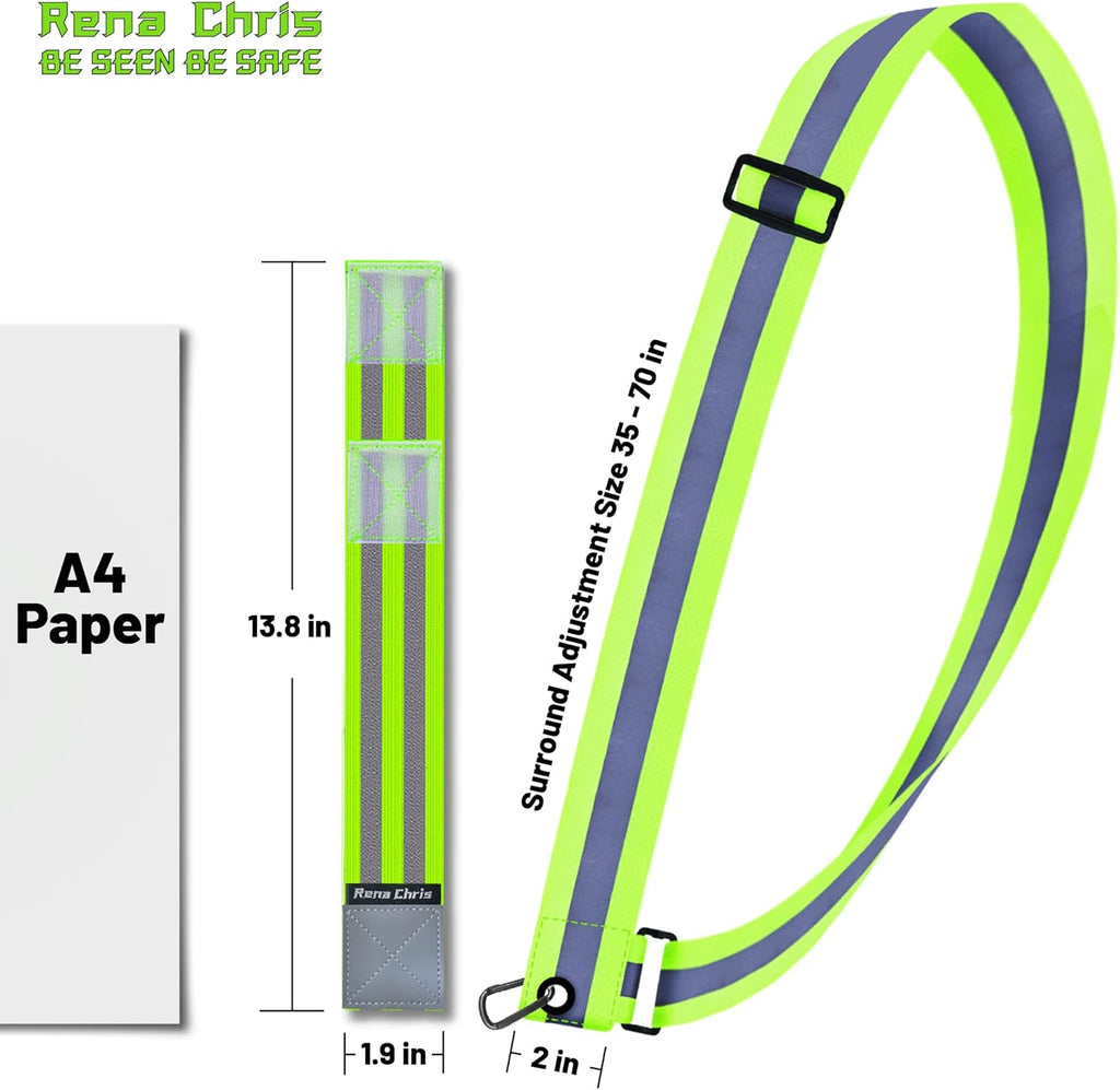 Rena Chris Reflective Running Gear - High Visibility Safety Belt & Armband for Night Jogging | Women’s Reflective Sash
