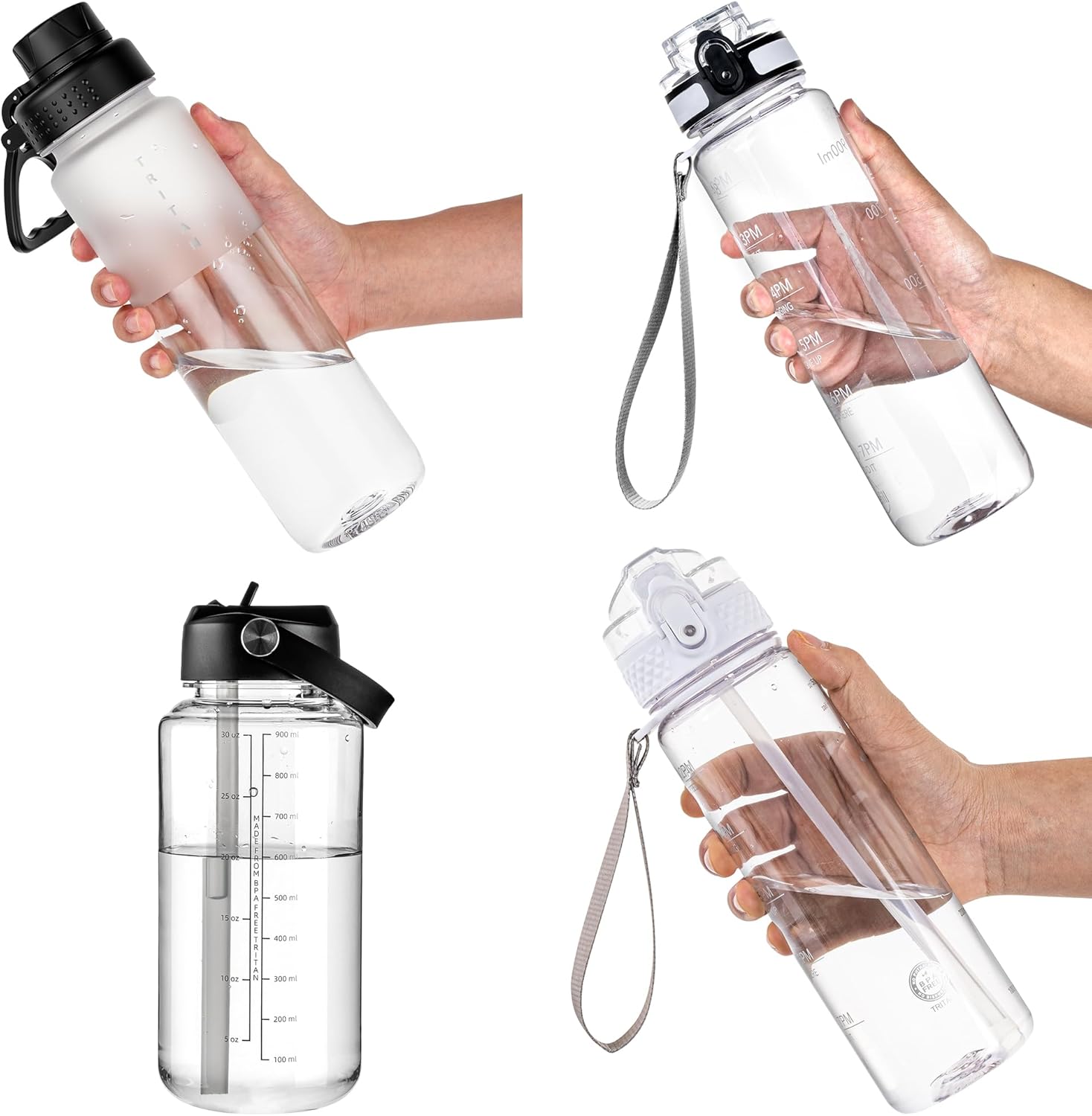 OLDLEY 32oz Motivational Sports Water Bottle - BPA-Free Tritan with Time Markers & Leakproof Design