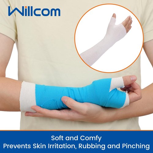 Willcom Hand Socks for Splint (Pack of 10) Wrist and Thumb Spica Wrap Liner,Arm Cast Cover Cotton Stockinette Sleeve for Under Brace for Women Men(Medium,3.23x12 inch)