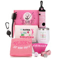 20 Pcs Pink Golf Accessories Kit Include Wine Tumbler Hat Clip Golf Tees Towel Makeup Bag Ball Bag with Hook Cleaner Brush Divot Tool with Magnetic Ball Marker Gifts Set for Women Ladies Golfer