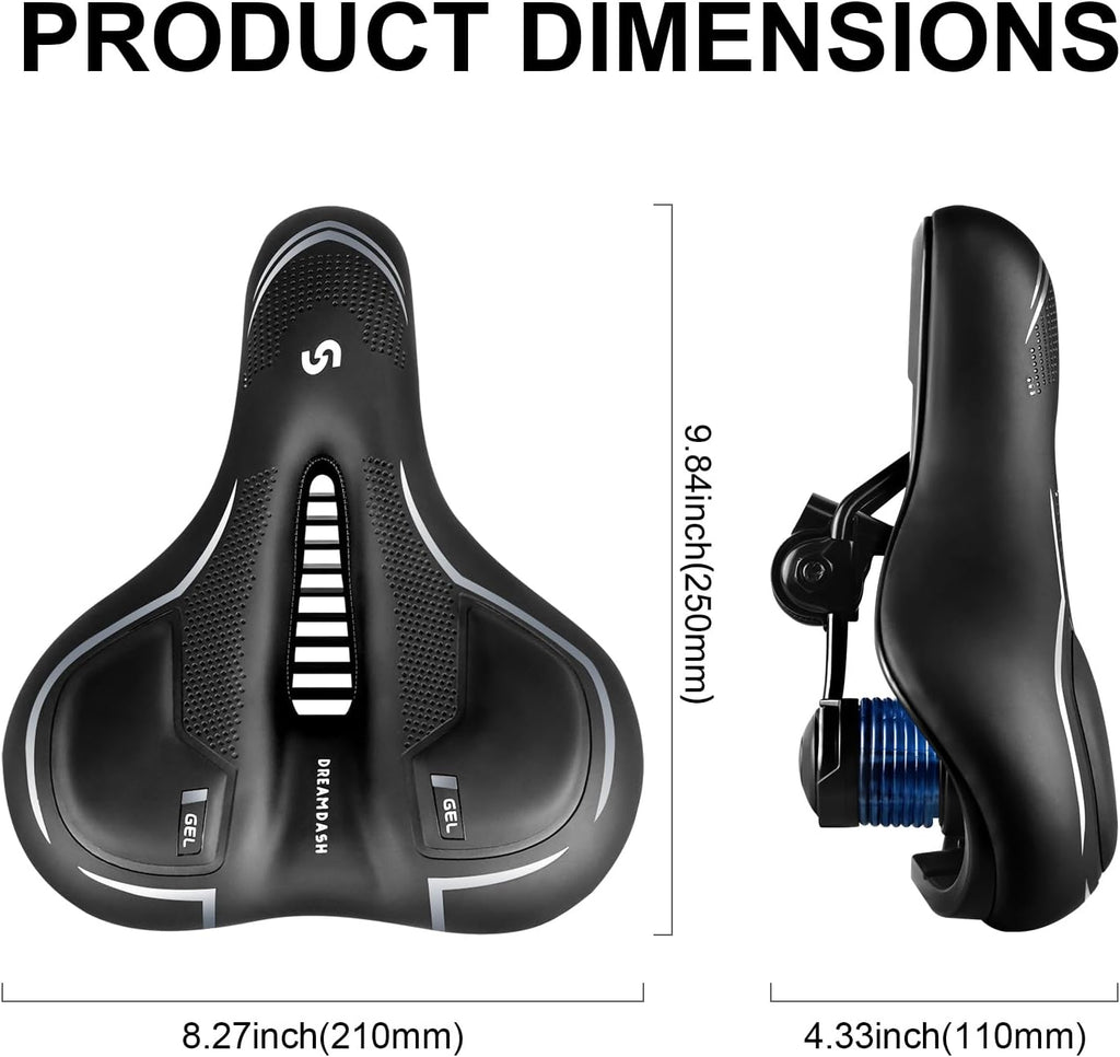 Skiennix Bicycle Saddle - Waterproof PU Design | Shock-Absorbing Memory Foam & Silicone Gel | 25 x 21 cm