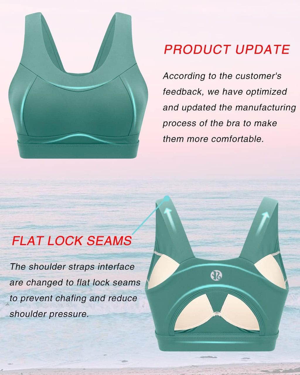 RUNNING GIRL High Impact Sports Bra - Racerback Workout Crop Top with Push-Up Support | Comfortable Fit