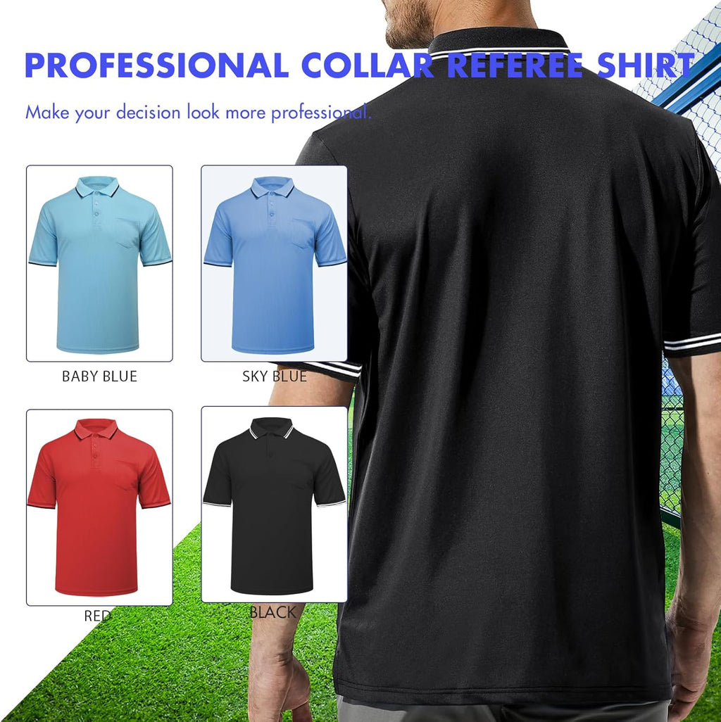 Redgino Men's Baseball Softball Umpire Shirt - Short Sleeve Polo Ref Jersey for Comfort & Mobility