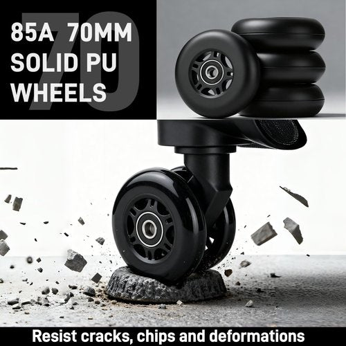 VORTRACK Universal Luggage Replacement Wheels 70x24mm - Silent PU Caster with ABEC-9 608-2RS Bearings, 6mm Axle & Washer Included, Heavy Duty Suitcase Repair Kit for Inline Wheels