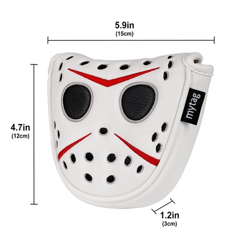 Golf Club Head Covers Mallet Putter Cover Hockey Goalie Mask Strong Magnetic Headcovers for Taylormade Spider Callaway Odyssey Putters Heel-Shaft Putter