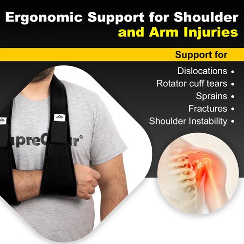 supregear Arm Sling Shoulder Immobilizer, Rotator Cuff Support Brace, Lightweight Comfortable Sling for Shoulder Injury, Broken, Dislocated, Fracture, Strain, Left Right, Men Women, Black